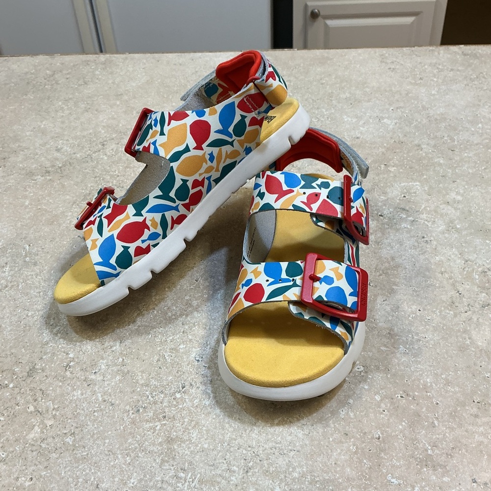 Camper For Kids Girls Sandals SZ 3 U.S - SZ 34 EU Fish Colorful Summer Beach